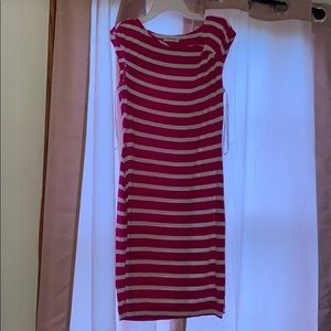 Fushia and white striped dress